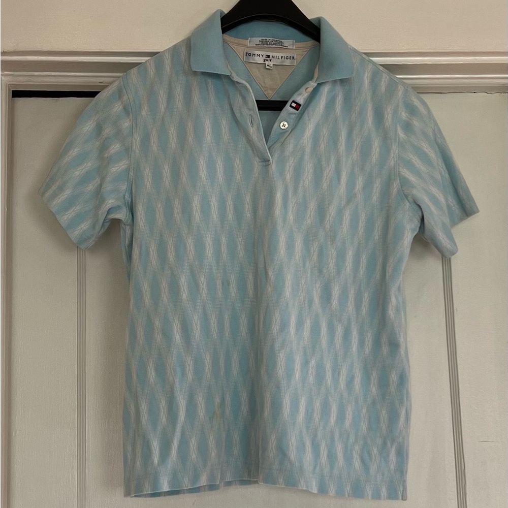Tommy Hilfiger Sky Blue Patterned Polo